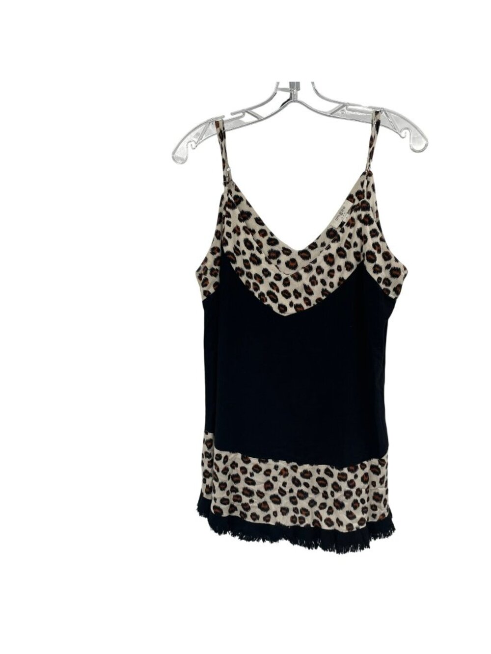 Umgee Womens Leopard Print Tank Top Spaghetti Straps Black/Multi Small